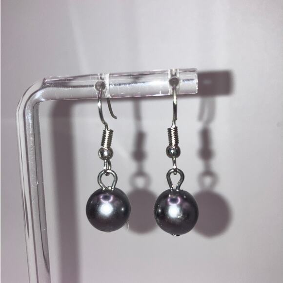 Silver Ball Dangle Faceted Hook Earrings! - Picture 4 of 4